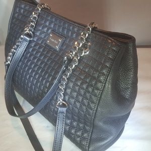 Calvin Klein Black Leather Quilted Purse